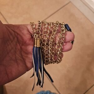Strap From Purse Blue Gold W Tassel